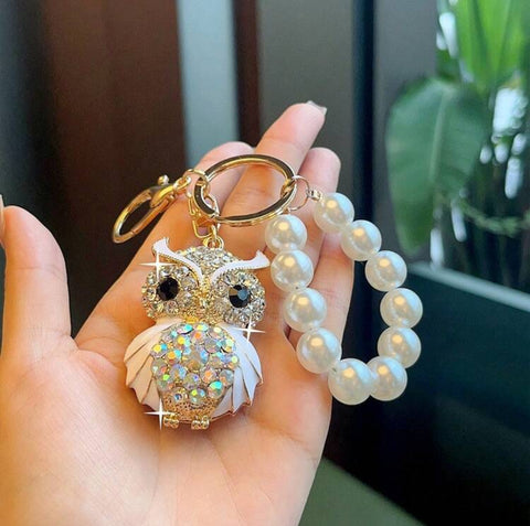Owl Pearl Bling Keychain