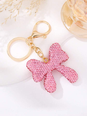 Pink Bling Bow Keychain