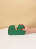 Green Gold Metal Leaf Evening Purse