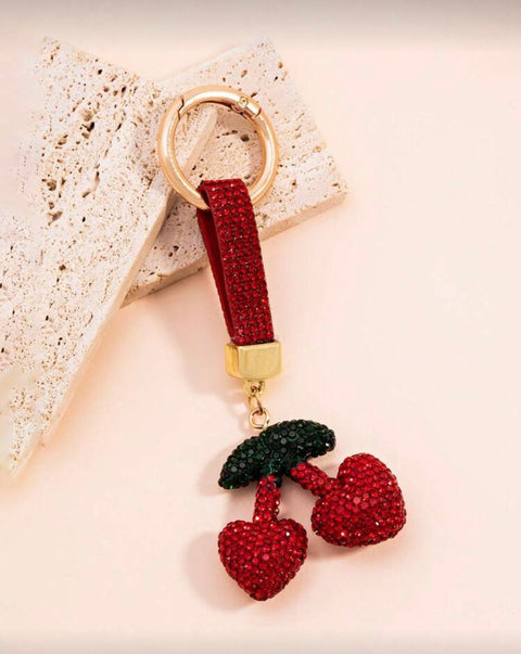 Cherry Mini Strap Bling Keychain
