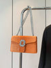 Orange Crocodile Textured Purse