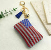American Flag Rhinestone Keychain