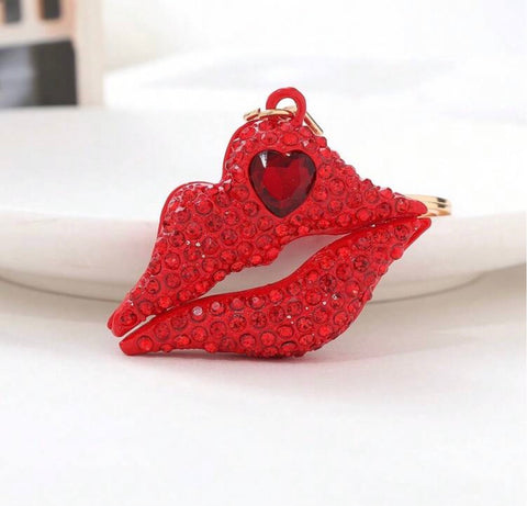 Red Lips Bling Keychain