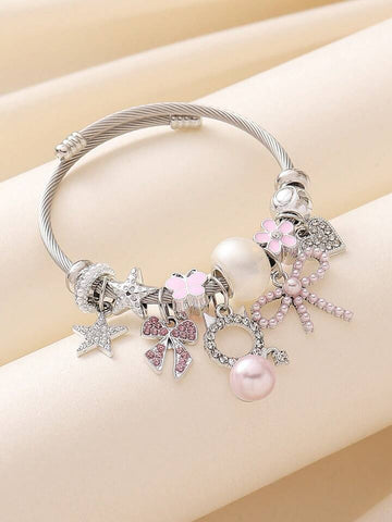 Pink Cat Bow Bracelet