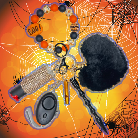 Boo Pumpkin Beaded Self Defense Keychain