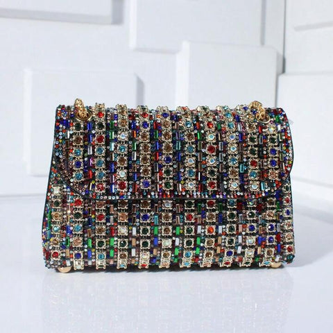 Multicolored Rhinestone Evening Bag