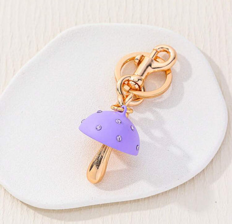 Purple Mushroom Charm Keychain