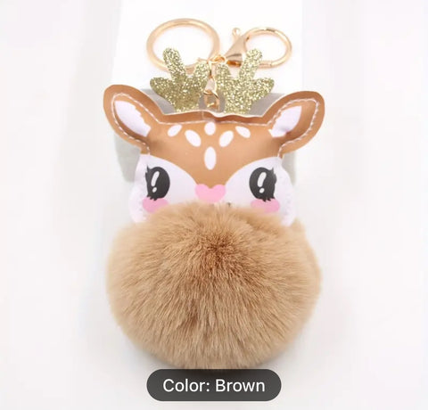 Reindeer Pom Pom Keychain