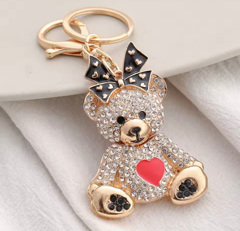 Bear Bow Bling Keychain