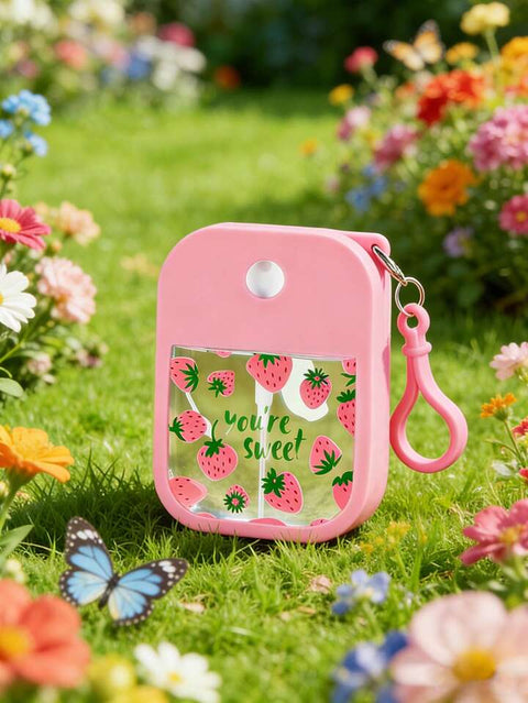You’re Sweet Pink Strawberry Portable Spray Bottle Keychain (Empty Bottle)