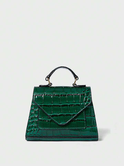 Green Crocodile Mini Satchel Bag