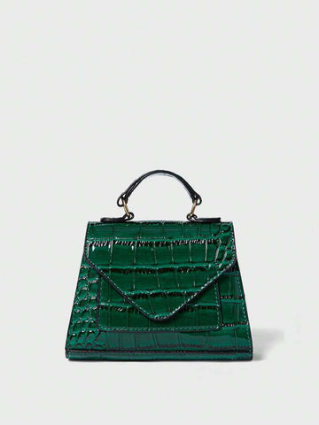 Green Crocodile Mini Satchel Bag