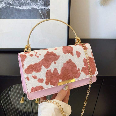 Pink Cow Print Purse