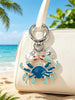 Blue Crab Heart Pearl Keychain