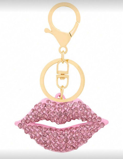 Pink Lips Bling Keychain
