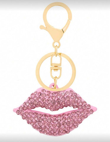 Pink Lips Bling Keychain