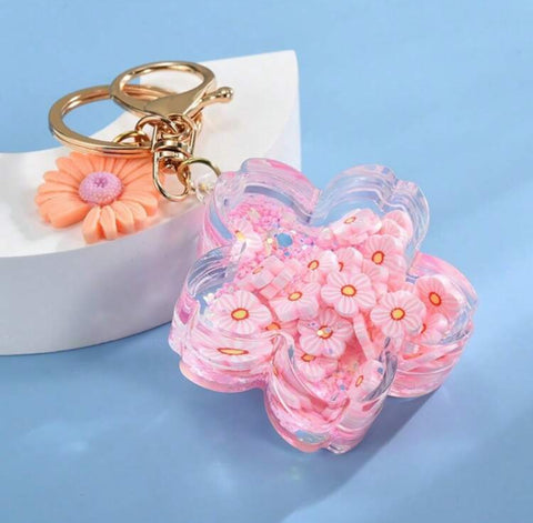 Floral Liquid Keychain