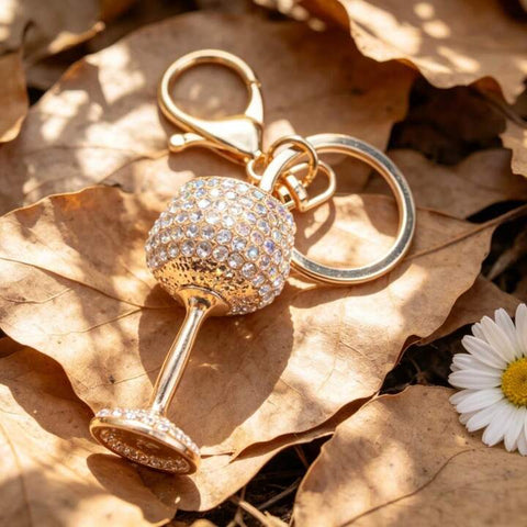 Champagne Wine Glass Bling Keychain