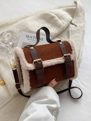 Brown Furry Buckle Bag