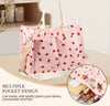 Pink Strawberry Double Pocket Tote Bag