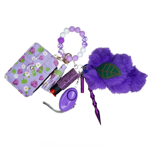 Grape Card Holder Beaded Self Defense Keychain