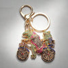 Frog on a Bicycle Bling Keychain