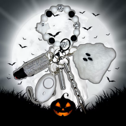 Spooky Ghost Beaded Self Defense Keychain