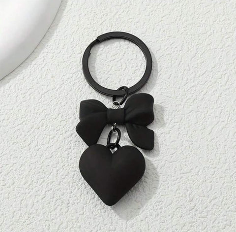 Black Bow Heart Keychain