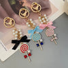 Lollipop Bow Pearl Keychain