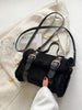 Black Furry Buckle Bag