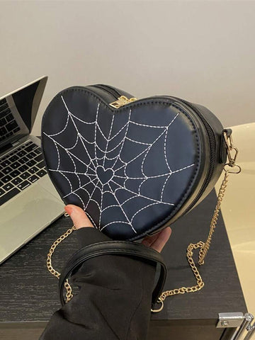 Heart Spider Web Crossbody Bag