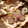 Frog on a Bicycle Bling Keychain