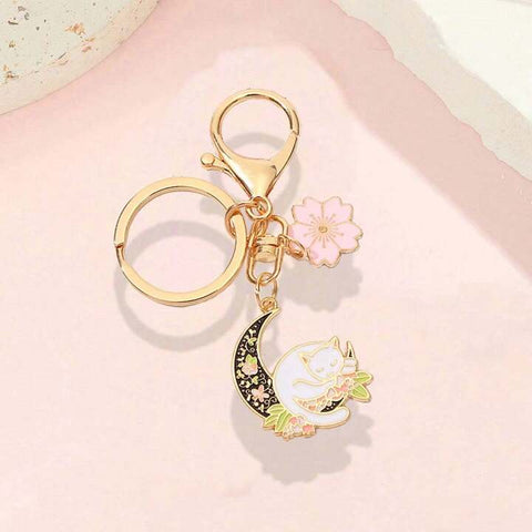 Cat Moon Keychain