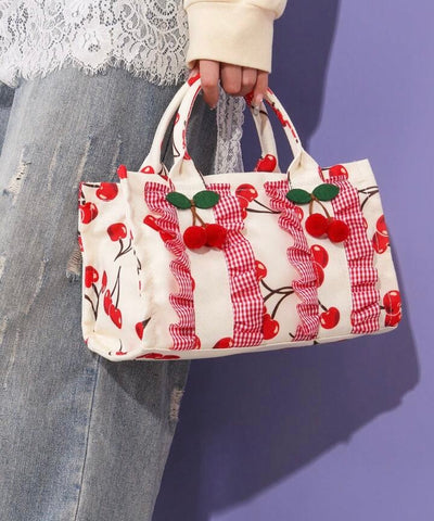 Cherry Ruffle Tote Bag