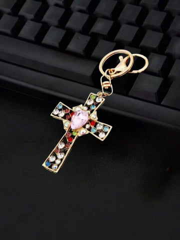 Cross Rhinestone Keychain