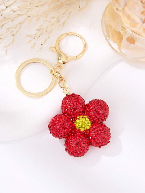 Red Bling Flower Keychain