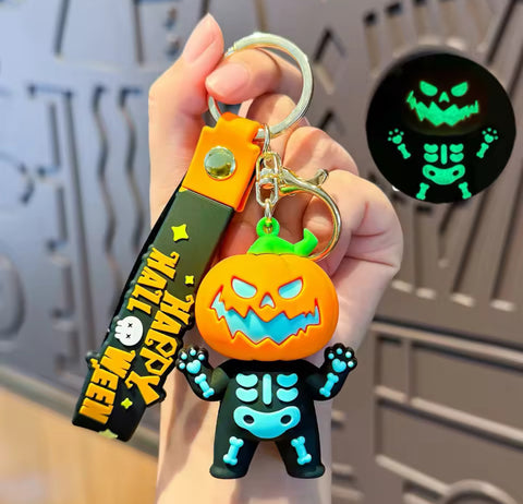 Glow in the Dark Scary Pumpkin Keychain
