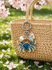 Blue Crab Heart Pearl Keychain
