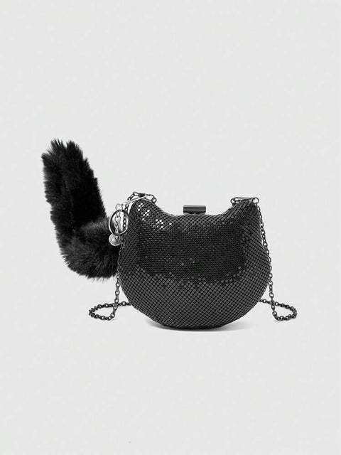 Black Cat Tail Crossbody Bag