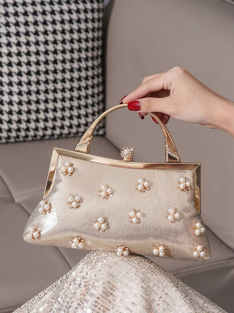Gold Pearl Clutch Evening Purse