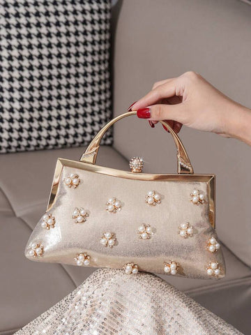 Gold Pearl Clutch Evening Purse