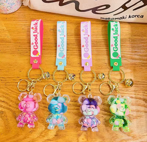 Floating Bear Liquid Keychain