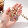 Frog on a Bicycle Bling Keychain