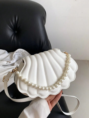 White Seashell Pearl Crossbody Bag