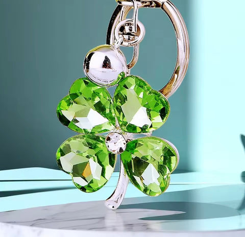 Four Leaf Clover Gem Keychain