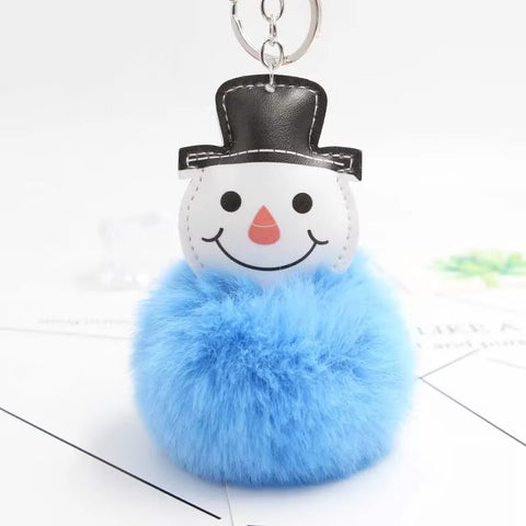 Snowman Pom Pom Keychain