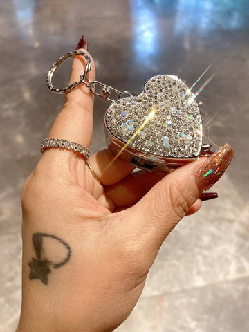 Heart Bling Pill Holder Keychain