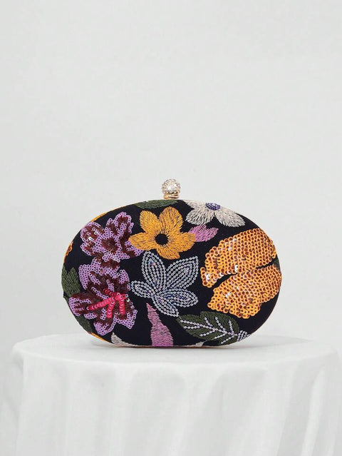 Midnight Floral Clutch Purse