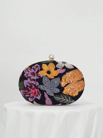 Midnight Floral Clutch Purse