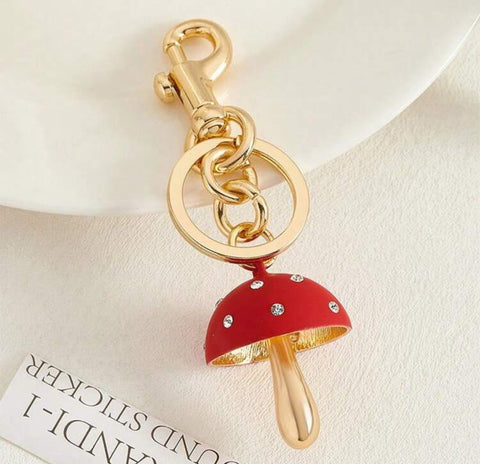 Red Mushroom Charm Keychain